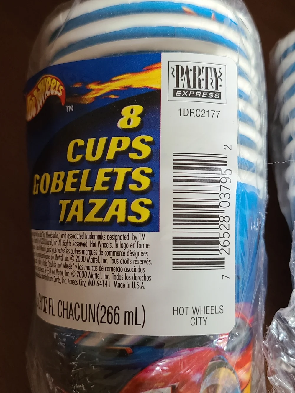 Vintage 2000 Hot Wheels City Blue Racing Paper Hot Cold 9-Oz Cups - Two 8-Packs
